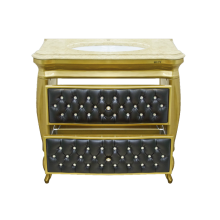 Bogema -100 Тумба с 2 ящ. черная кожа золото