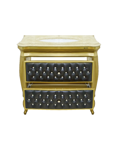 Bogema -100 Тумба с 2 ящ. черная кожа золото