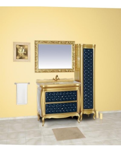 Bogema -100 Тумба с 2 ящ. черная кожа золото