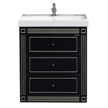 Venezia - 75 Тумба с 3 ящ. черная с серебром