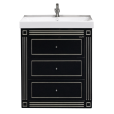 Venezia - 75 Тумба с 3 ящ. черная с серебром