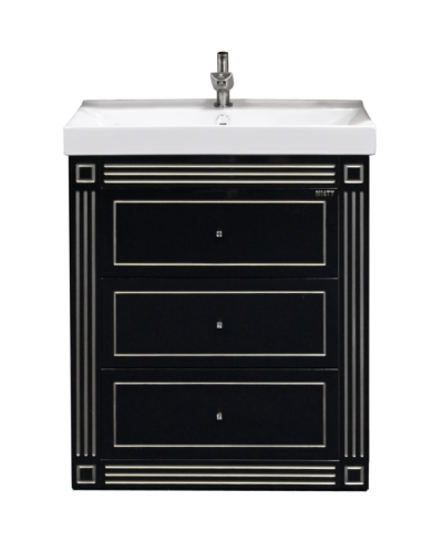 Venezia - 75 Тумба с 3 ящ. черная с серебром