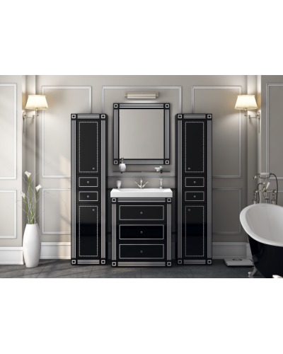 Venezia - 75 Тумба с 3 ящ. черная с серебром