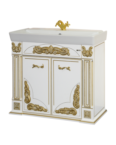 Барокко -100 Тумба прямая белая патина