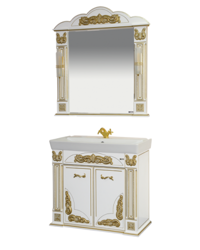 Барокко -100 Тумба прямая белая патина