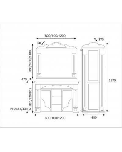 Барокко -120 Тумба с 3 ящ бежевая патина
