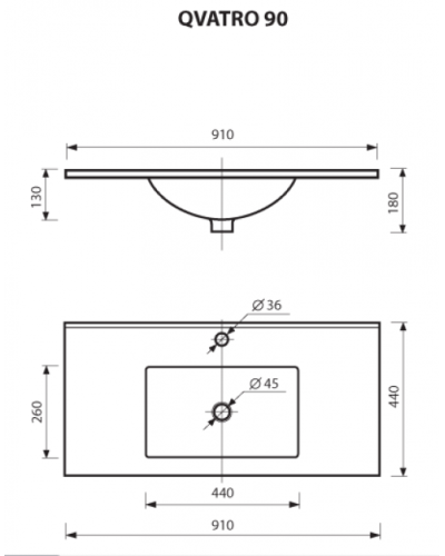 Барселона - 90 Тумба подвесная с 3 ящ. белая эмаль
