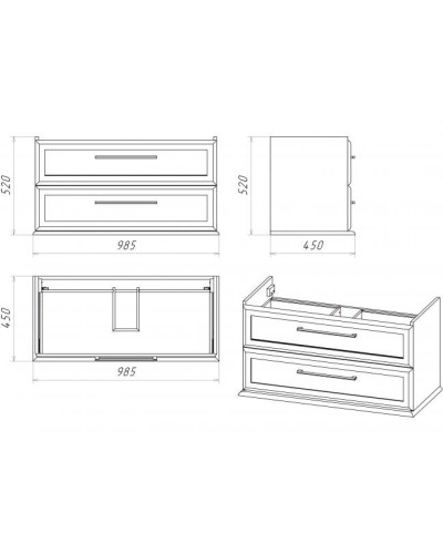 Винтаж -100 Тумба подвесная с 2 ящ. дуб
