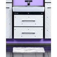 Гранд LUXE - 60 Тумба подвесная 2 ящ. бело/черная кожа CRISTALLO