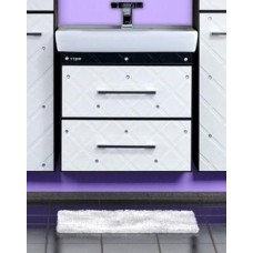 Гранд LUXE - 60 Тумба подвесная 2 ящ. бело/черная кожа CRISTALLO