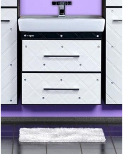 Гранд LUXE - 60 Тумба подвесная 2 ящ. бело/черная кожа CRISTALLO