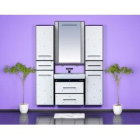 Гранд LUXE - 60 Тумба подвесная 2 ящ. бело/черная кожа CRISTALLO