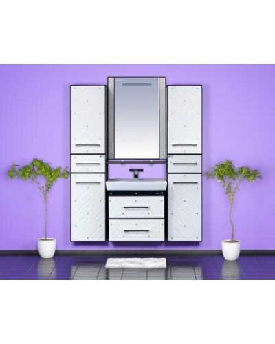 Гранд LUXE - 60 Тумба подвесная 2 ящ. бело/черная кожа CRISTALLO