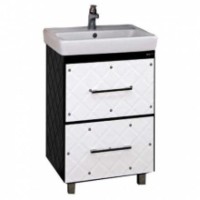 Гранд LUXE - 60 Тумба прямая бело/черная кожа CRISTALLO