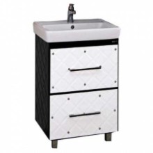 Гранд LUXE - 60 Тумба прямая бело/черная кожа CRISTALLO