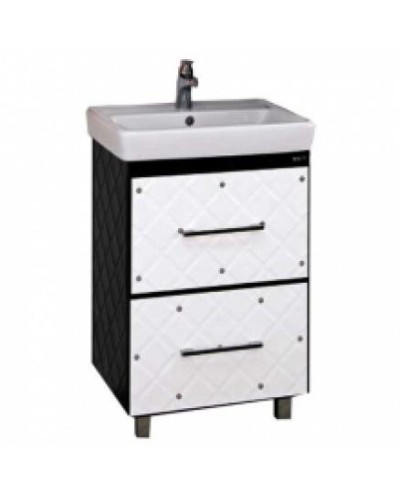 Гранд LUXE - 60 Тумба прямая бело/черная кожа CRISTALLO