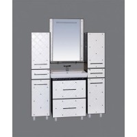 Гранд LUXE - 60 Тумба прямая бело/черная кожа CRISTALLO