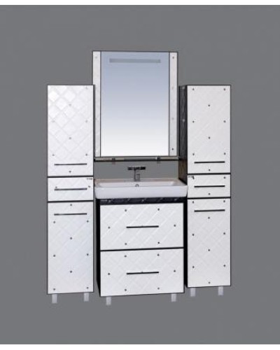 Гранд LUXE - 60 Тумба прямая бело/черная кожа CRISTALLO