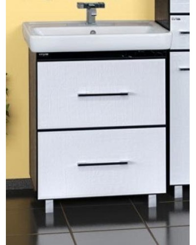 Гранд LUXE - 60 Тумба с 2 ящ. бело/черная кожа CRISTALLO