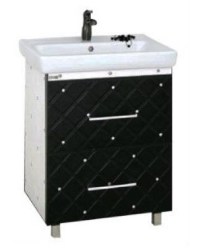 Гранд LUXE - 60 Тумба с 2 ящ. черно/белая кожа CRISTALLO