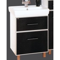 Гранд LUXE - 70 Тумба с 2 ящ.  черно/белая кожа CROCO