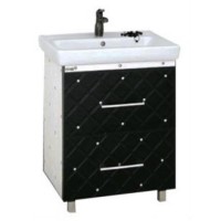 Гранд LUXE - 80 Тумба с 2 ящ. черно/белая кожа CRISTALLO