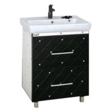 Гранд LUXE - 80 Тумба с 2 ящ. черно/белая кожа CRISTALLO