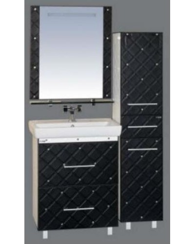 Гранд LUXE - 80 Тумба с 2 ящ. черно/белая кожа CRISTALLO