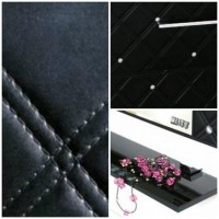 Гранд LUXE - 80 Тумба с 2 ящ. черно/белая кожа CRISTALLO