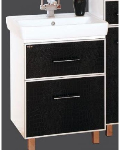 Гранд LUXE - 80 Тумба с 2 ящ. черно/белая кожа CROCO