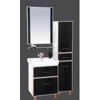 Гранд LUXE - 80 Тумба с 2 ящ. черно/белая кожа CROCO