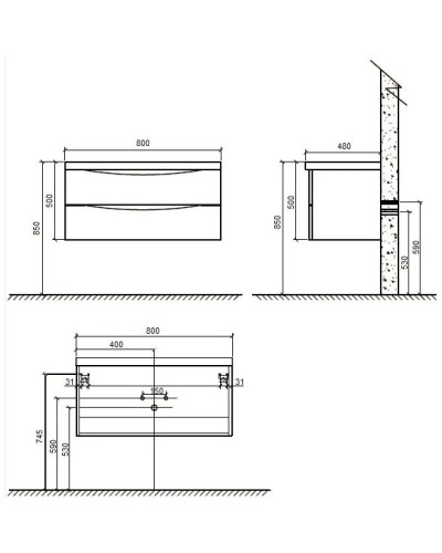 Тумба белый глянец 80 см BelBagno Ancona-N ANCONA-N-800-2C-SO-BL