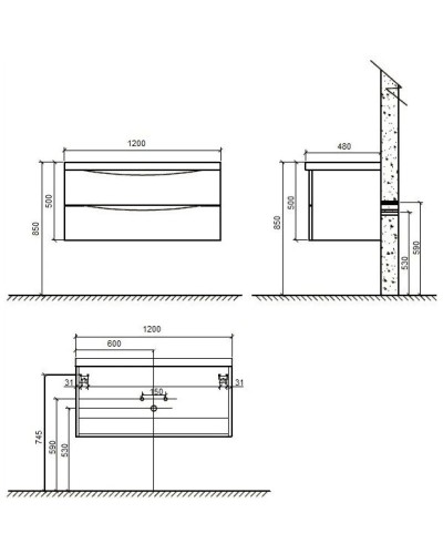 Тумба белый глянец 120 см BelBagno Ancona-N ANCONA-N-1200-2C-SO-BL
