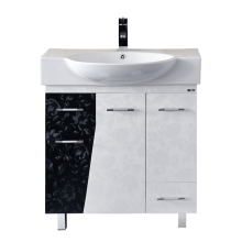 Домино - 75 Тумба  с 2 ящ. напольная комб.черно/белая