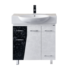 Домино - 75 Тумба  с 2 ящ. напольная комб.черно/белая