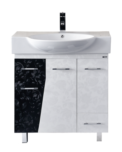 Домино - 75 Тумба  с 2 ящ. напольная комб.черно/белая