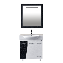 Домино - 75 Тумба  с 2 ящ. напольная комб.черно/белая