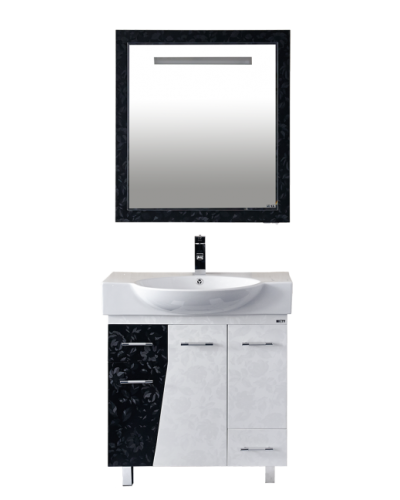 Домино - 75 Тумба  с 2 ящ. напольная комб.черно/белая