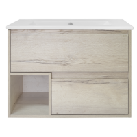 Дунай - 75 Тумба подвесная с 2 ящиками и нишей (цвет Дуб белый)