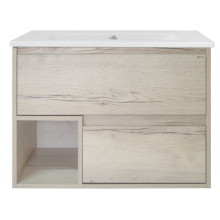 Дунай - 75 Тумба подвесная с 2 ящиками и нишей (цвет Дуб белый)