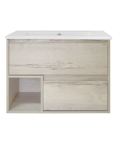 Дунай - 75 Тумба подвесная с 2 ящиками и нишей (цвет Дуб белый)