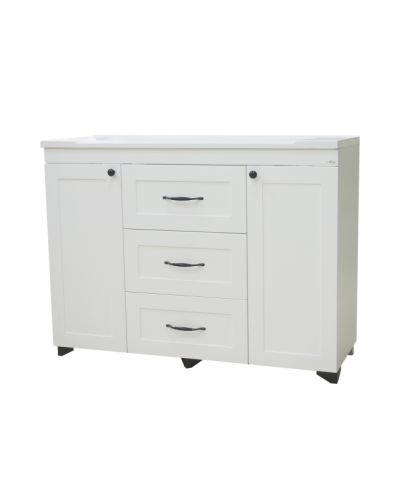 Дуэт - 120 Тумба белая матовая с 3 ящ.