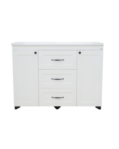 Дуэт - 120 Тумба белая матовая с 3 ящ.