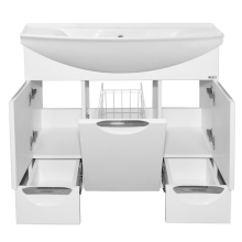 Жасмин - 86 Тумба 2 ящ. (корзина)  белая эмаль