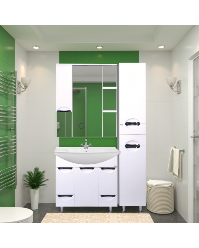 Жасмин - 86 Тумба 2 ящ. (корзина)  белая эмаль