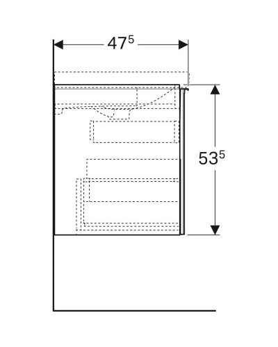Тумба черный глянец/черный матовый 64 см Geberit Acanto 500.610.16.1