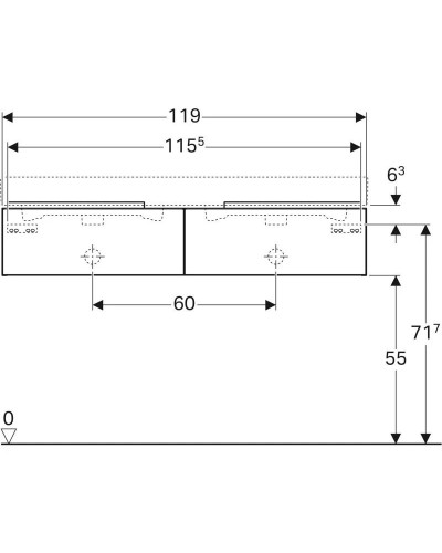 Тумба платина глянец 119 см Geberit iCon 840222000