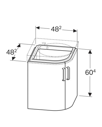Тумба светло-серый глянец/светло-серый матовый 48,2х48,2 см Geberit Renova Compact 862151000