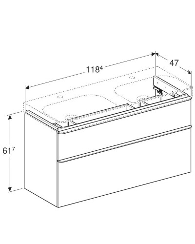 Тумба песочный глянец 118,4 см Geberit Smyle Square 500.356.JL.1