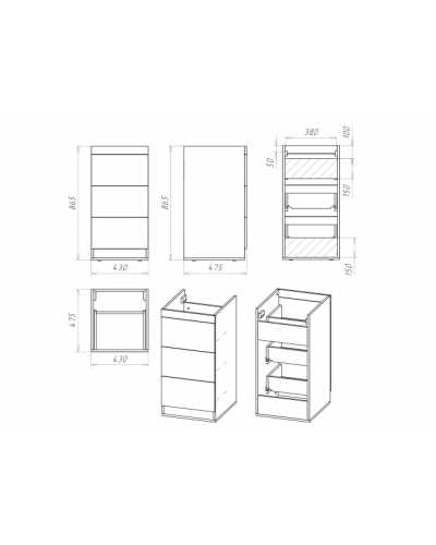 Куба - 50 Тумба 3 ящ. под стиральную машину белая эмаль